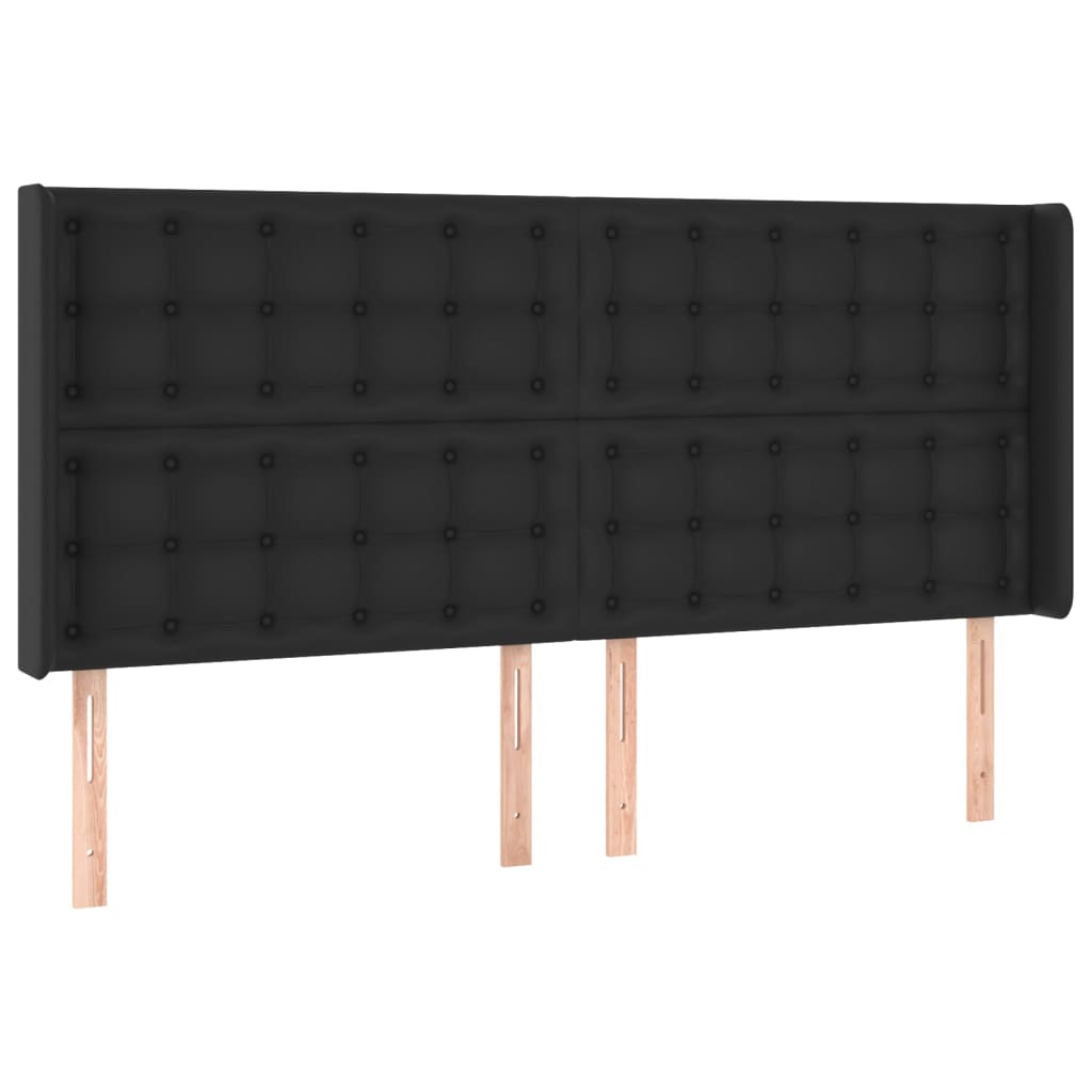 Krevet box spring s madracem LED crni 160x200cm od umjetne kože