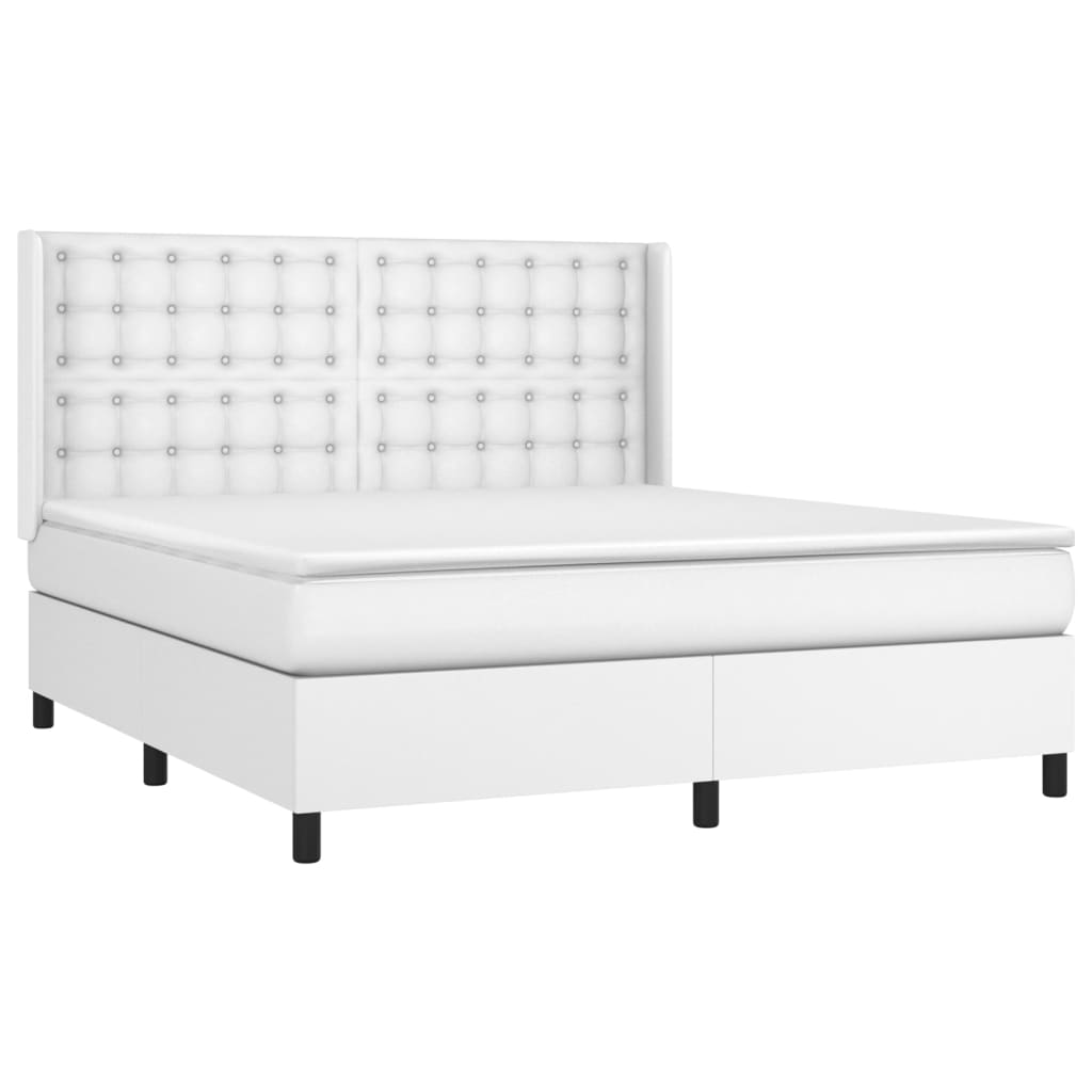 Krevet box spring s madracem LED bijeli 180x200 cm umjetna koža