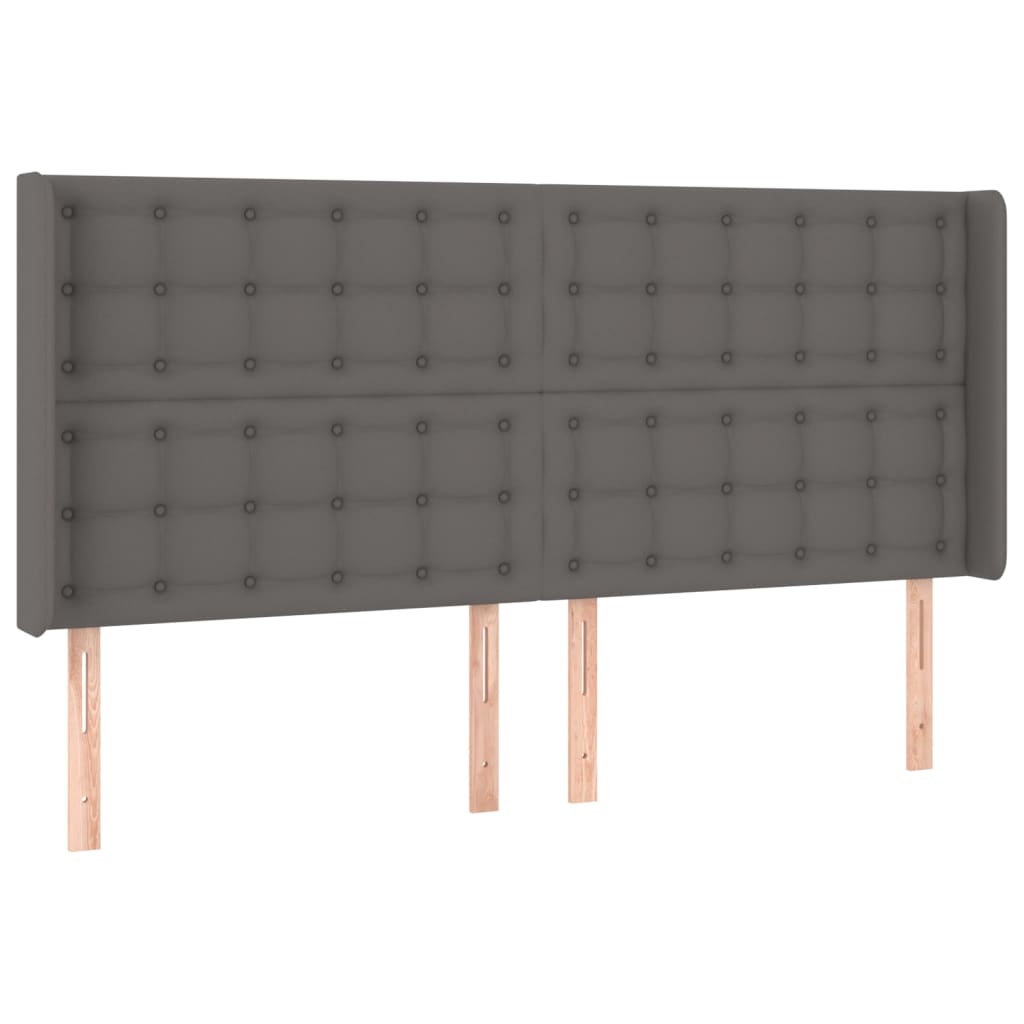 Krevet box spring s madracem LED sivi 200x200cm od umjetne kože