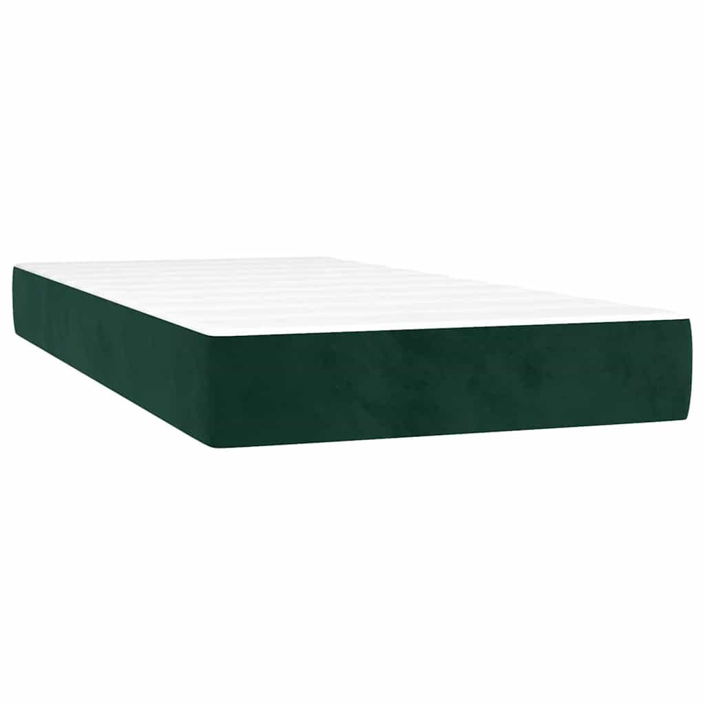 Krevet box spring s madracem LED tamnozeleni 80 x 200 cm baršun