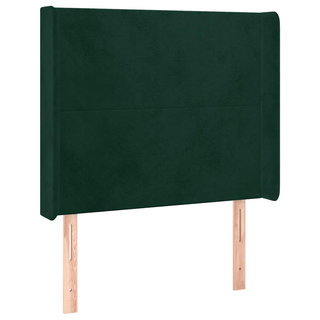 Krevet box spring s madracem LED tamnozeleni 80 x 200 cm baršun