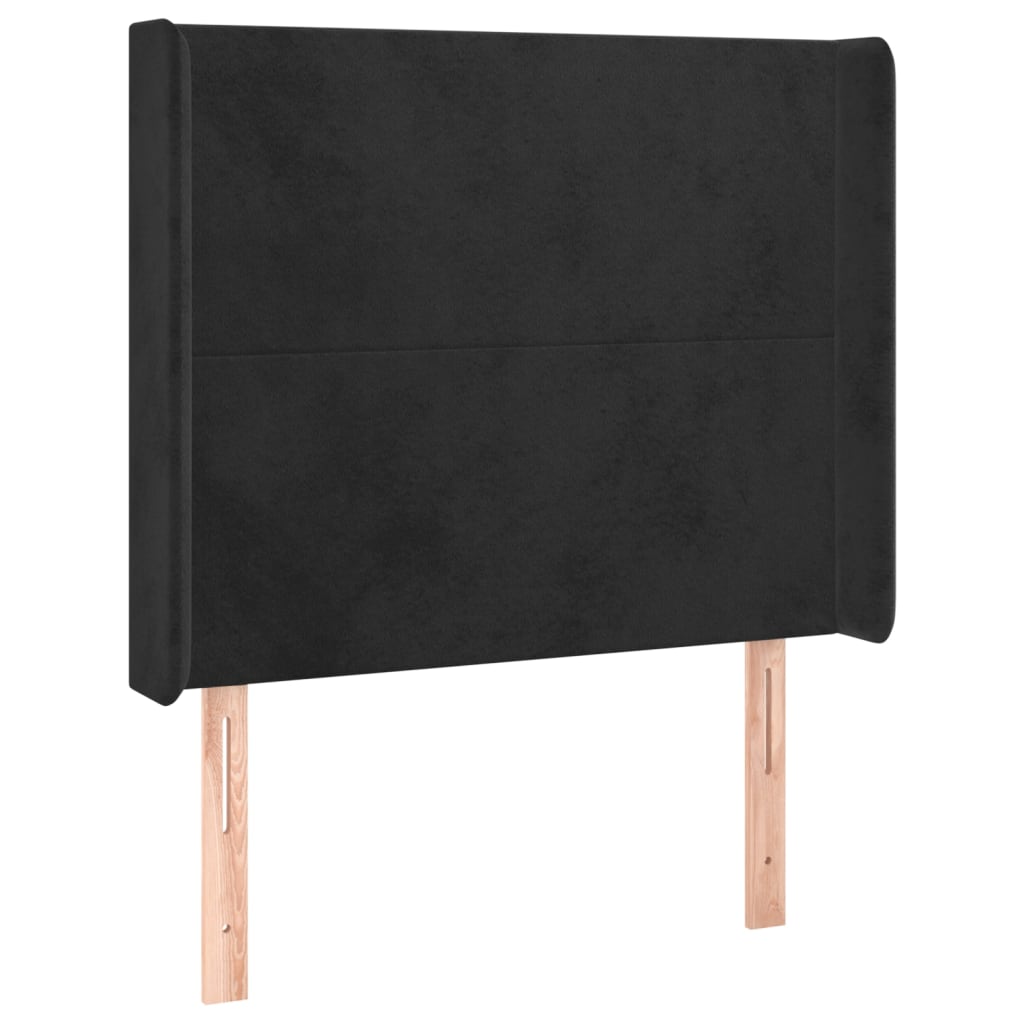Krevet box spring s madracem LED crni 90x190 cm baršun