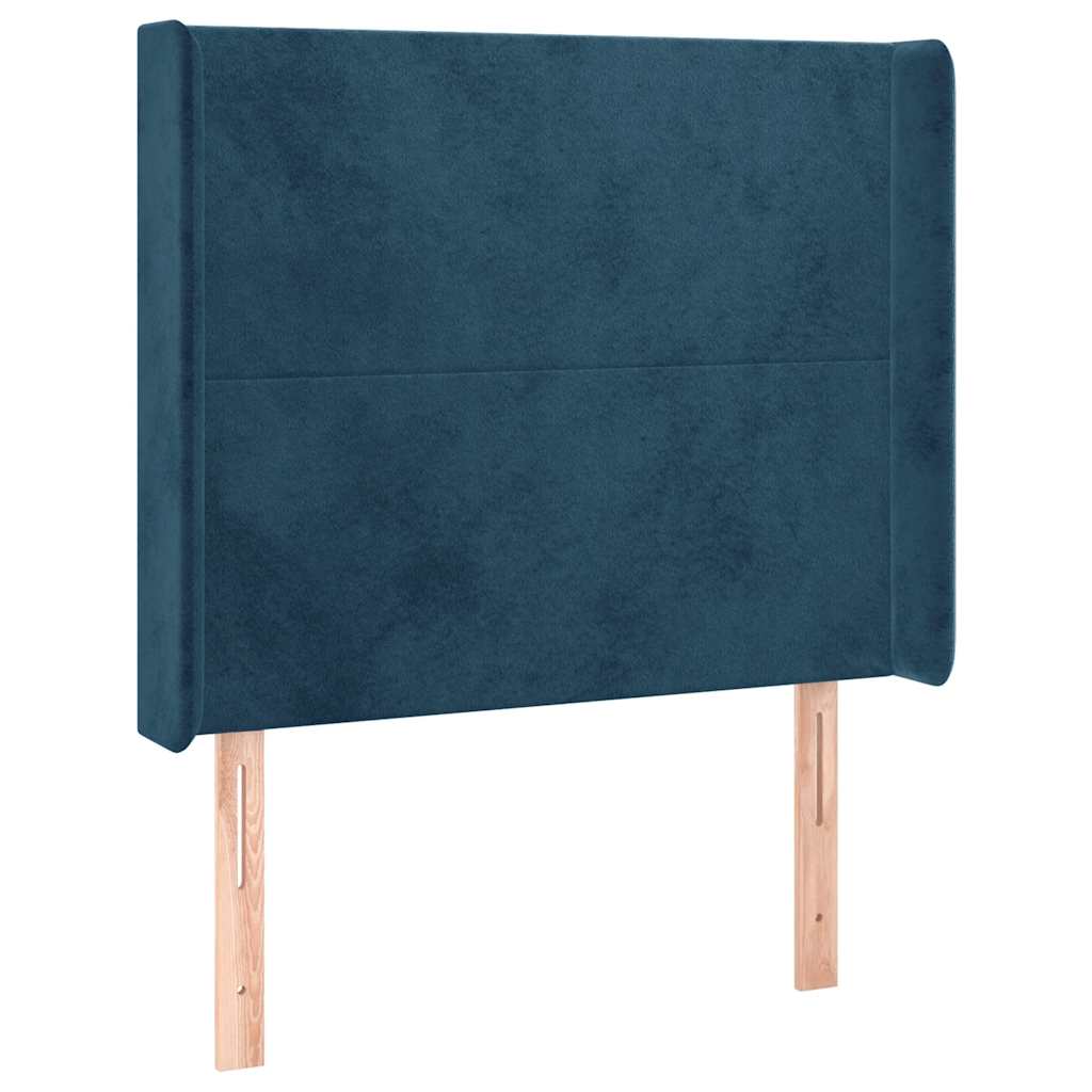 Krevet box spring s madracem LED tamnoplavi 90x200 cm baršun