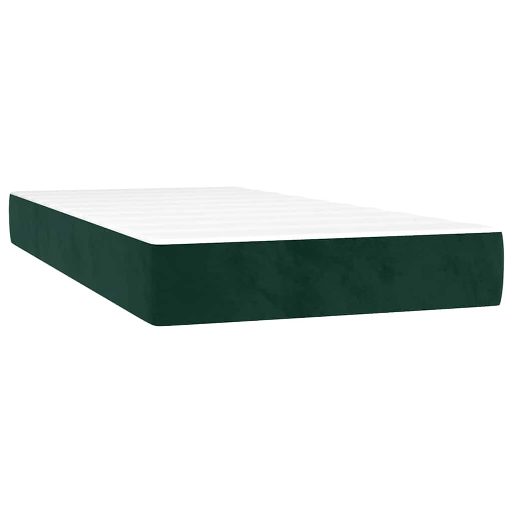 Krevet box spring s madracem LED tamnozeleni 100x200 cm baršun
