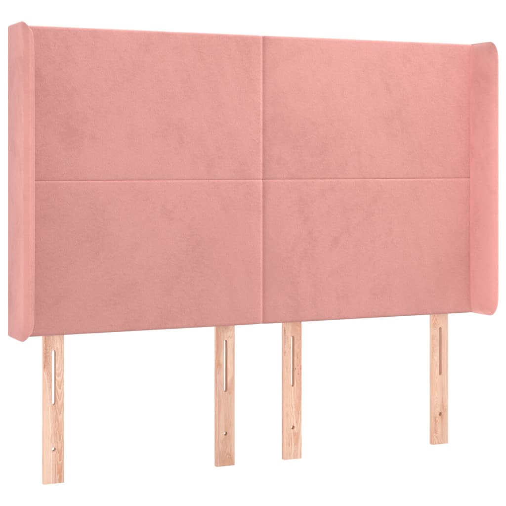 Krevet box spring s madracem LED ružičasti 140x200cm baršunasti
