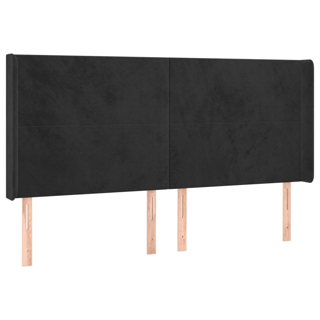 Krevet box spring s madracem LED crni 160x200 cm baršun