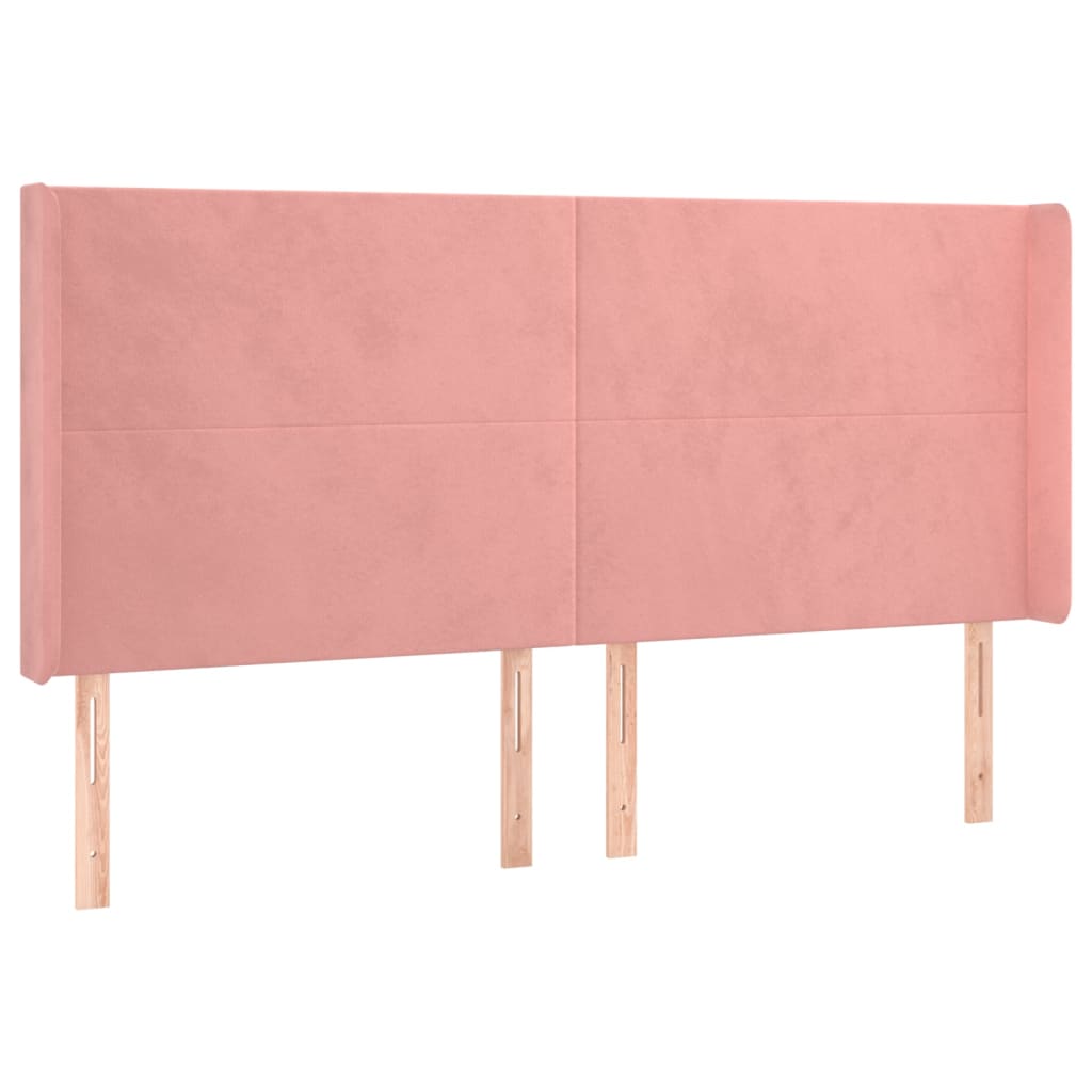 Krevet box spring s madracem LED ružičasti 160x200cm baršunasti