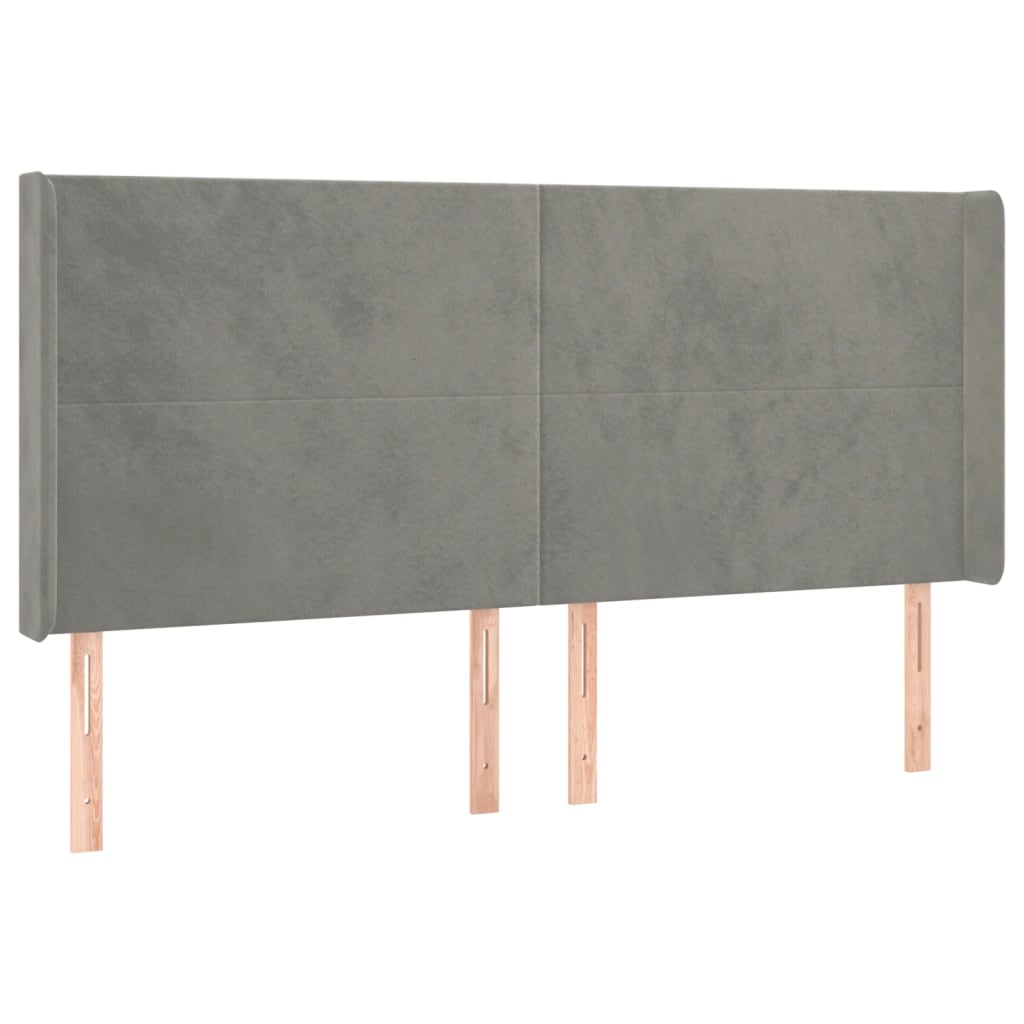 Krevet box spring s madracem LED svjetlosivi 180x200 cm baršun