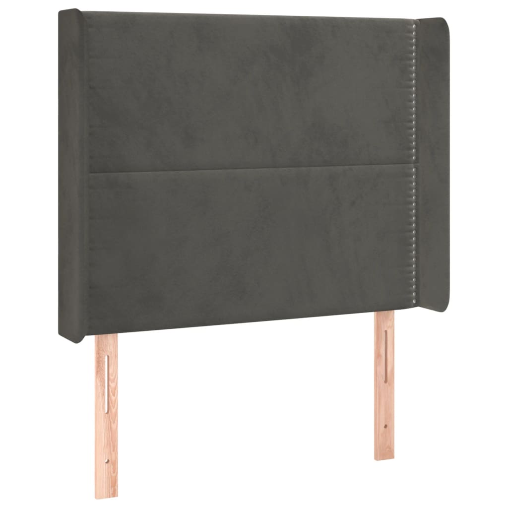 Krevet box spring s madracem LED tamnosivi 90x190 cm baršun