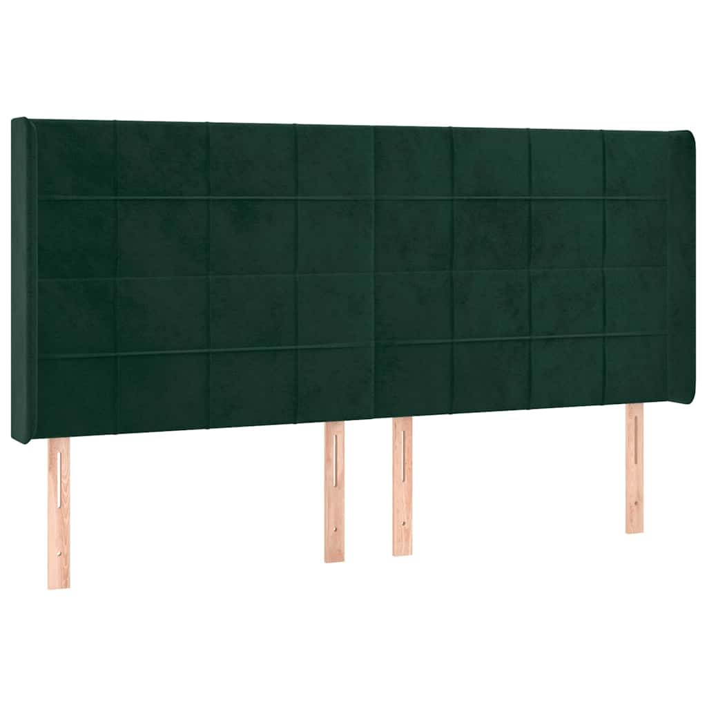 Krevet box spring s madracem LED tamnozeleni 160x200 cm baršun