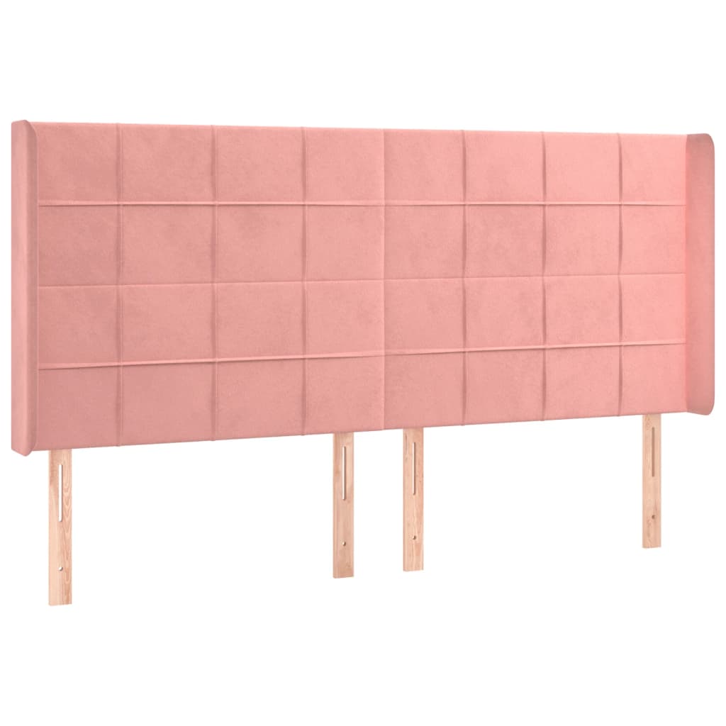 Krevet box spring s madracem LED ružičasti 160x200cm baršunasti