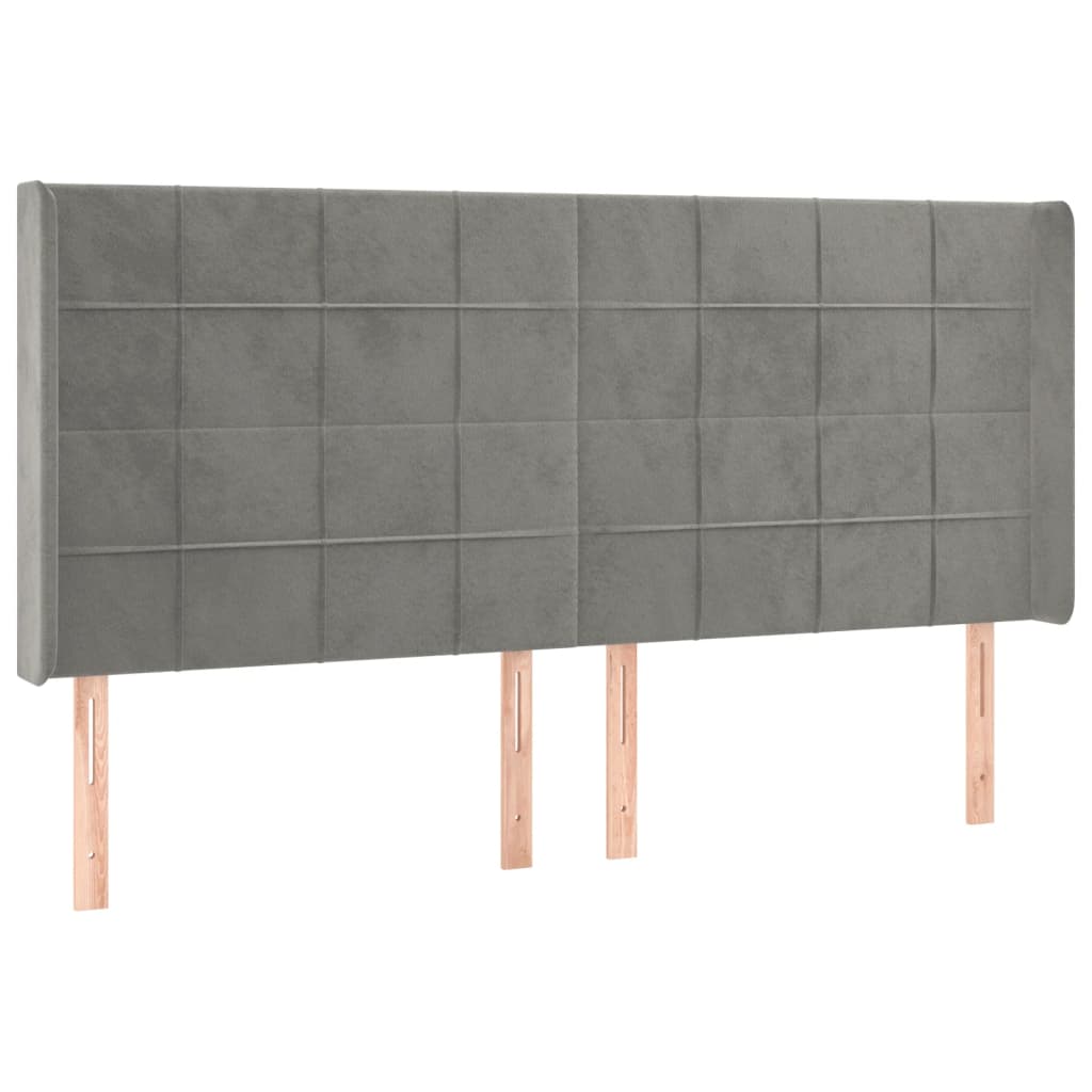 Krevet box spring s madracem LED svjetlosivi 180x200 cm baršun