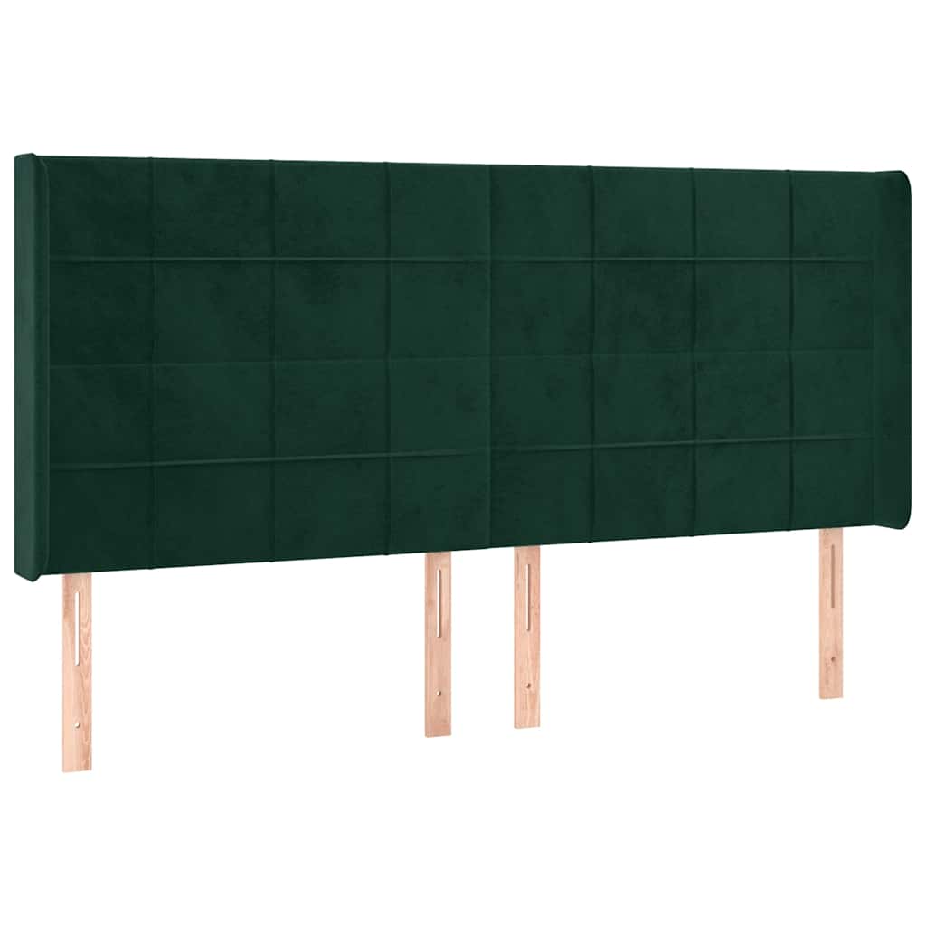 Krevet box spring s madracem LED tamnozeleni 200x200 cm baršun