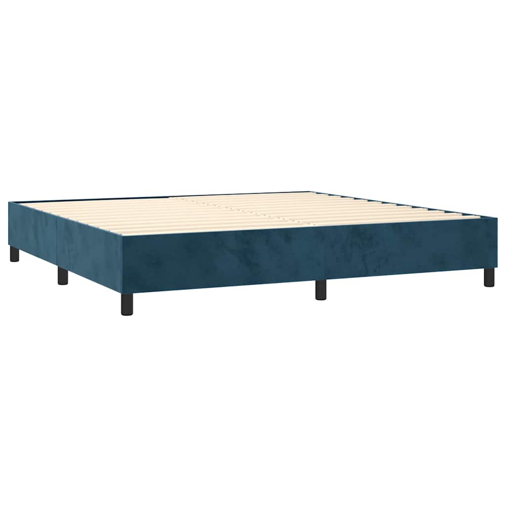 Krevet box spring s madracem LED tamnoplavi 200x200 cm baršun