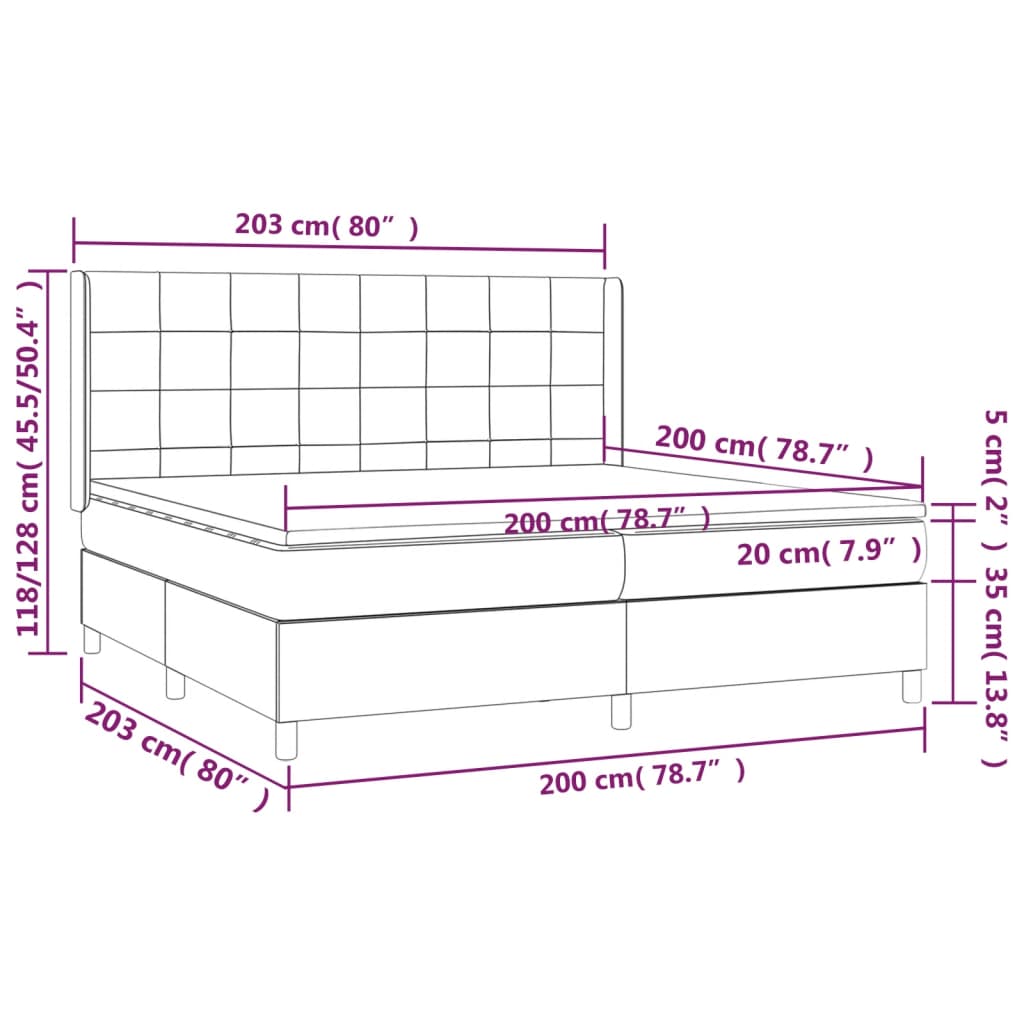 Krevet box spring s madracem LED ružičasti 200x200cm baršunasti