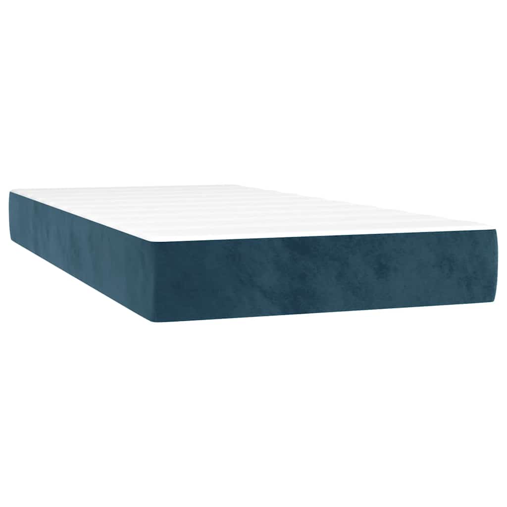 Krevet box spring s madracem LED tamnoplavi 90x190 cm baršun