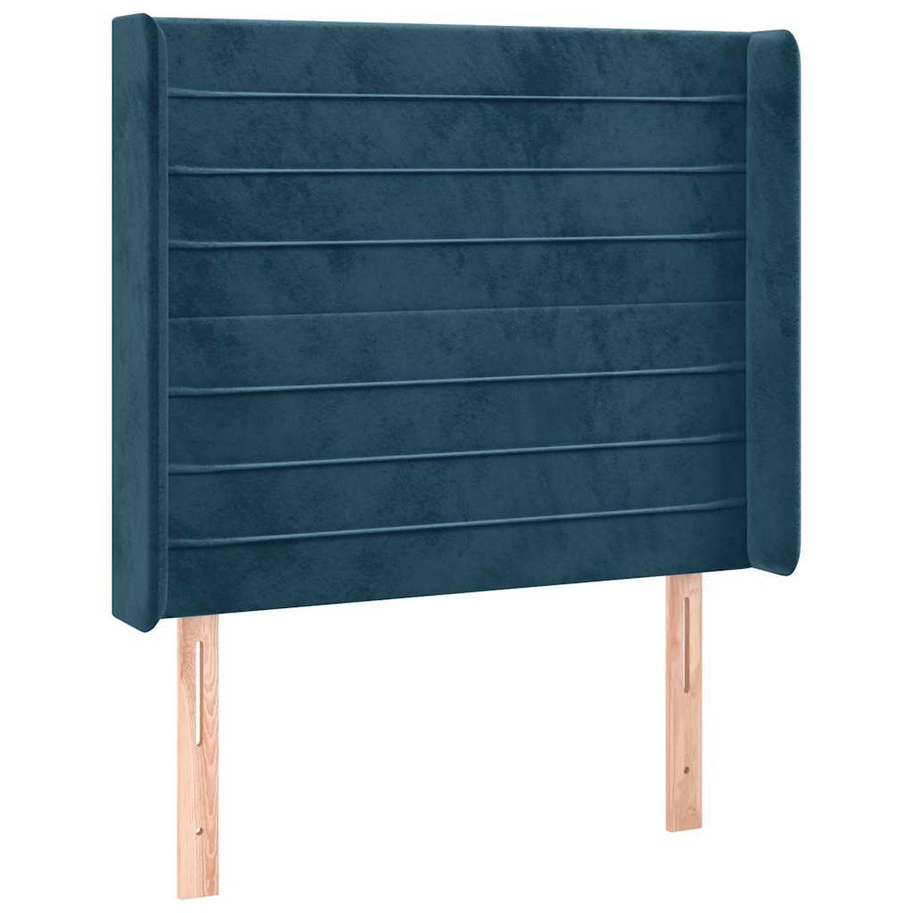 Krevet box spring s madracem LED tamnoplavi 90x190 cm baršun