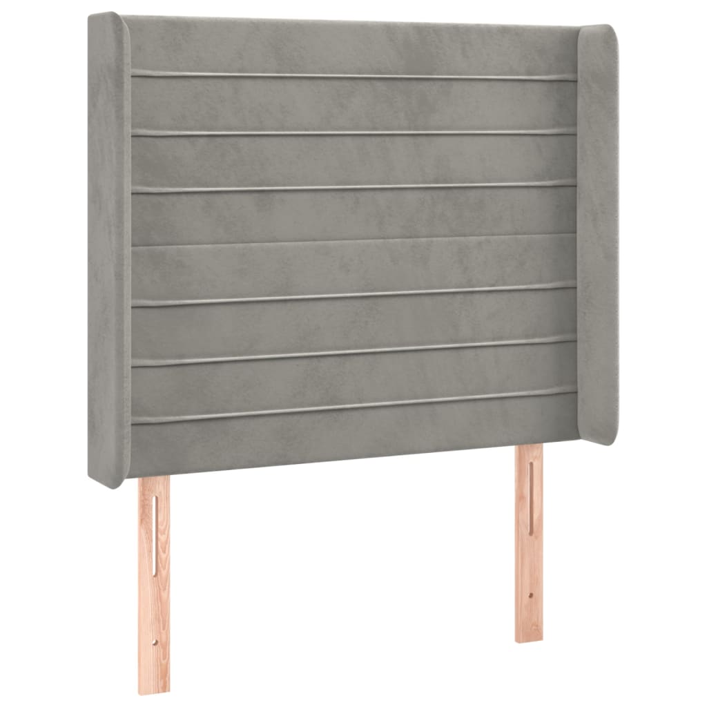 Krevet box spring s madracem LED svjetlosivi 100x200 cm baršun
