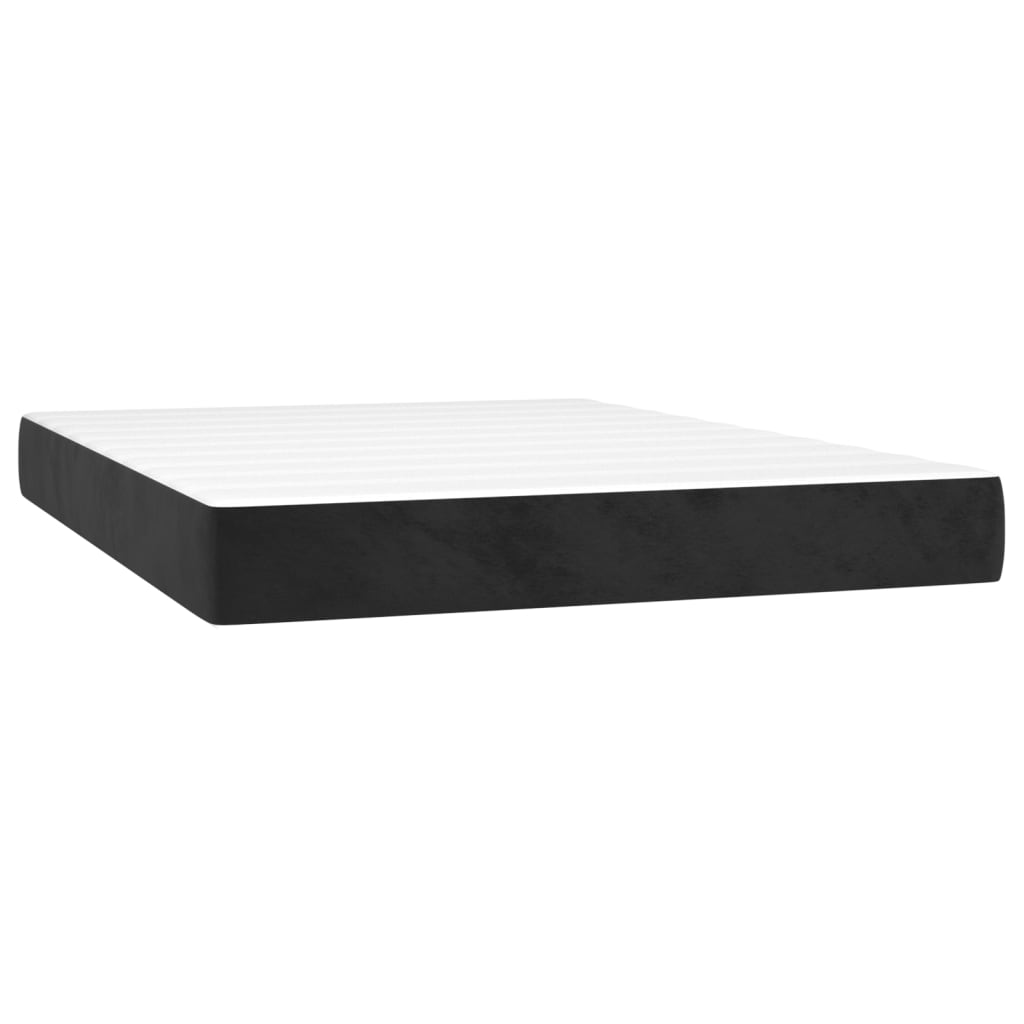 Krevet box spring s madracem LED crni 140x190 cm baršun