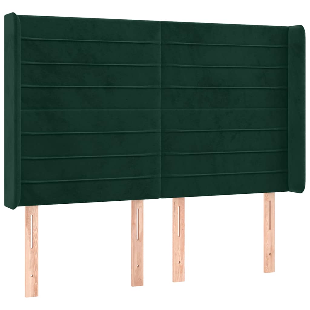 Krevet box spring s madracem LED tamnozeleni 140x190 cm baršun