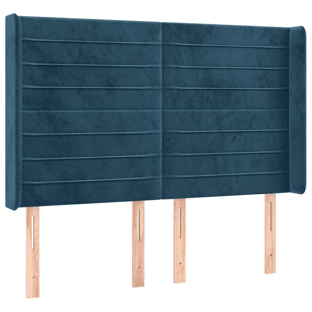Krevet box spring s madracem LED tamnoplavi 140x190 cm baršun