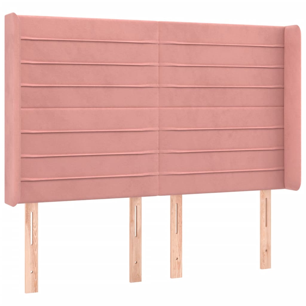 Krevet box spring s madracem LED ružičasti 140x200cm baršunasti