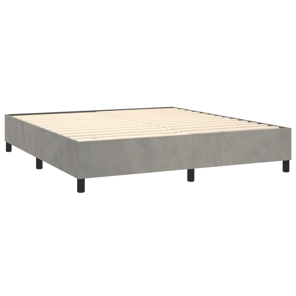 Krevet box spring s madracem LED svjetlosivi 160x200 cm baršun