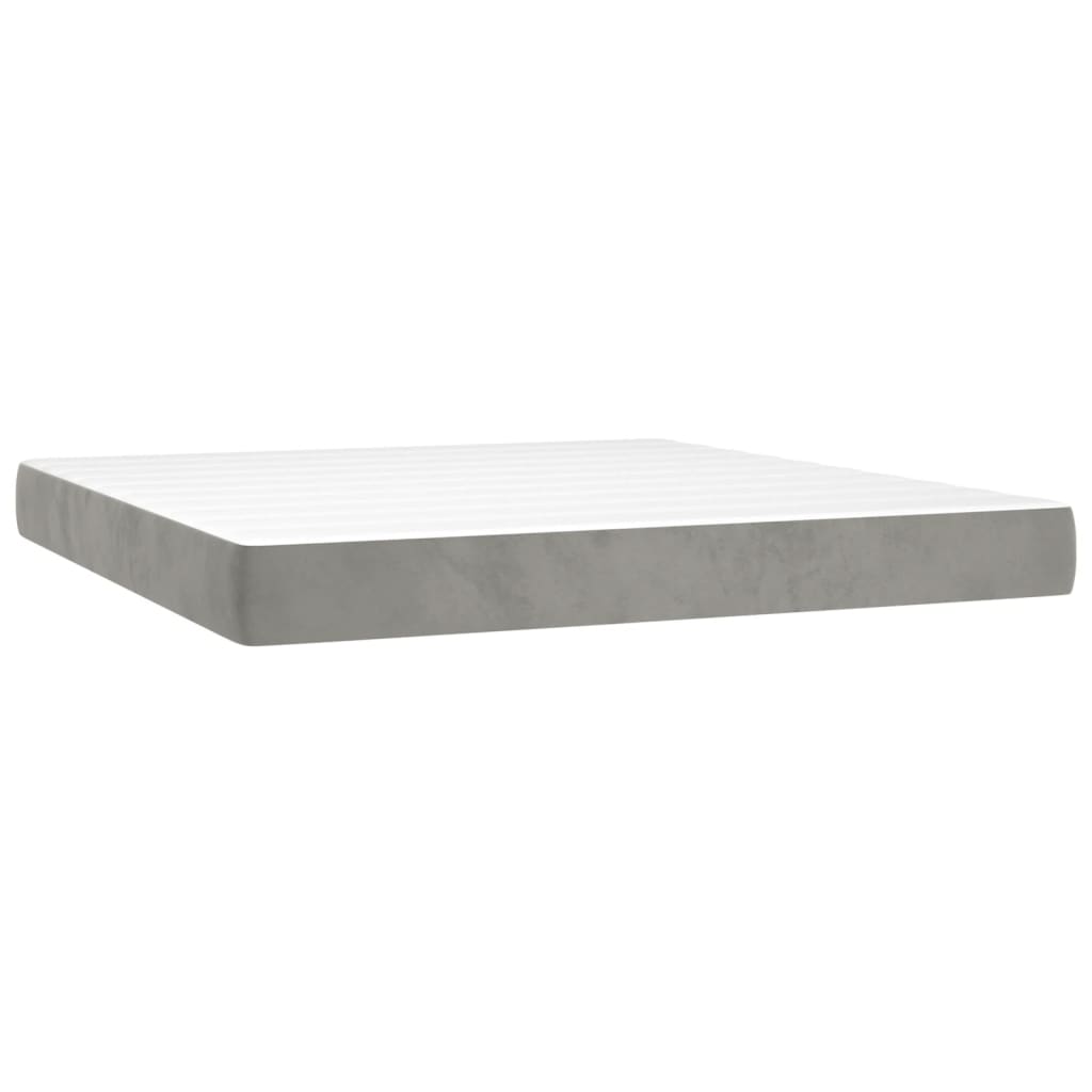 Krevet box spring s madracem LED svjetlosivi 160x200 cm baršun