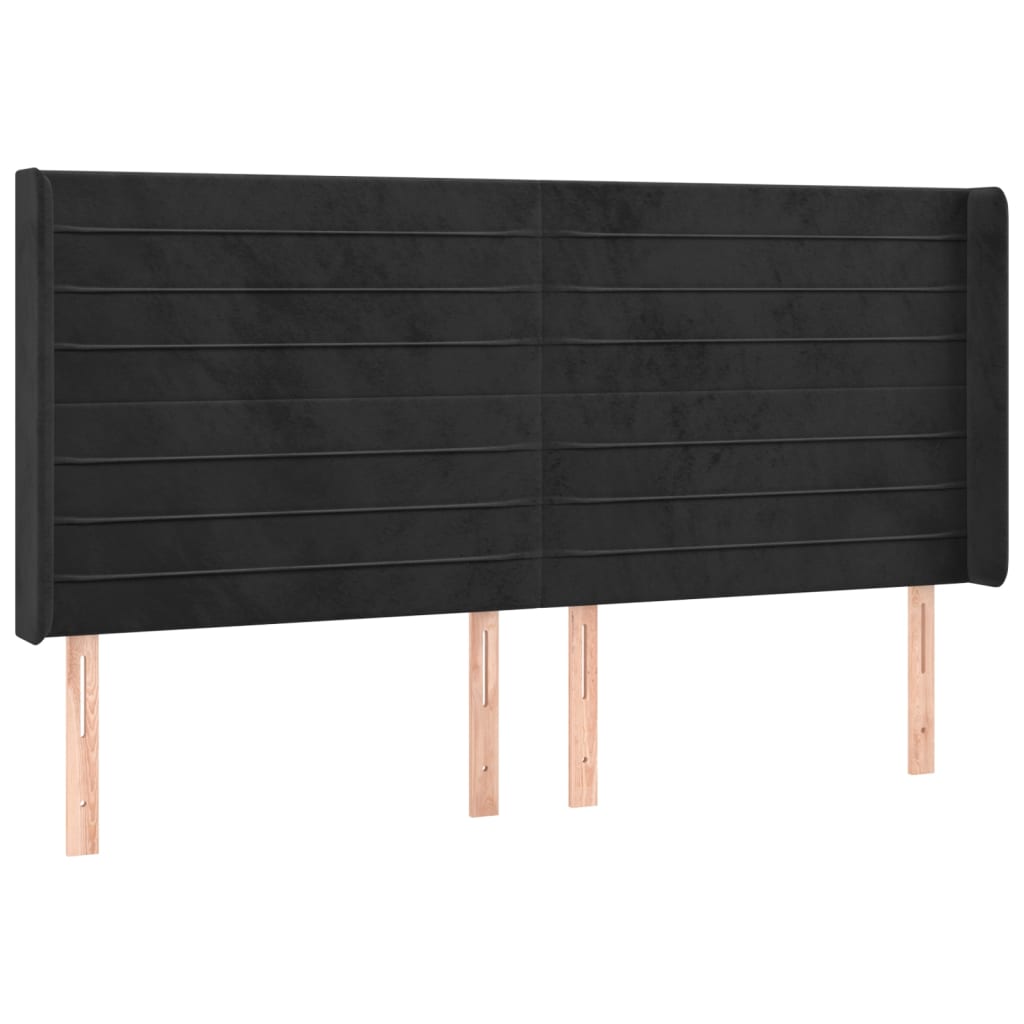 Krevet box spring s madracem LED crni 160x200 cm baršun