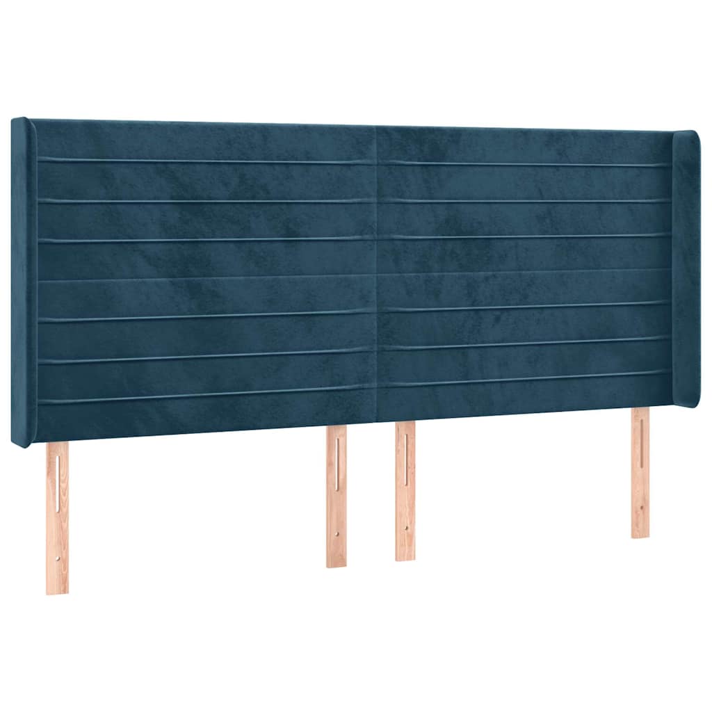 Krevet box spring s madracem LED tamnoplavi 160x200 cm baršun