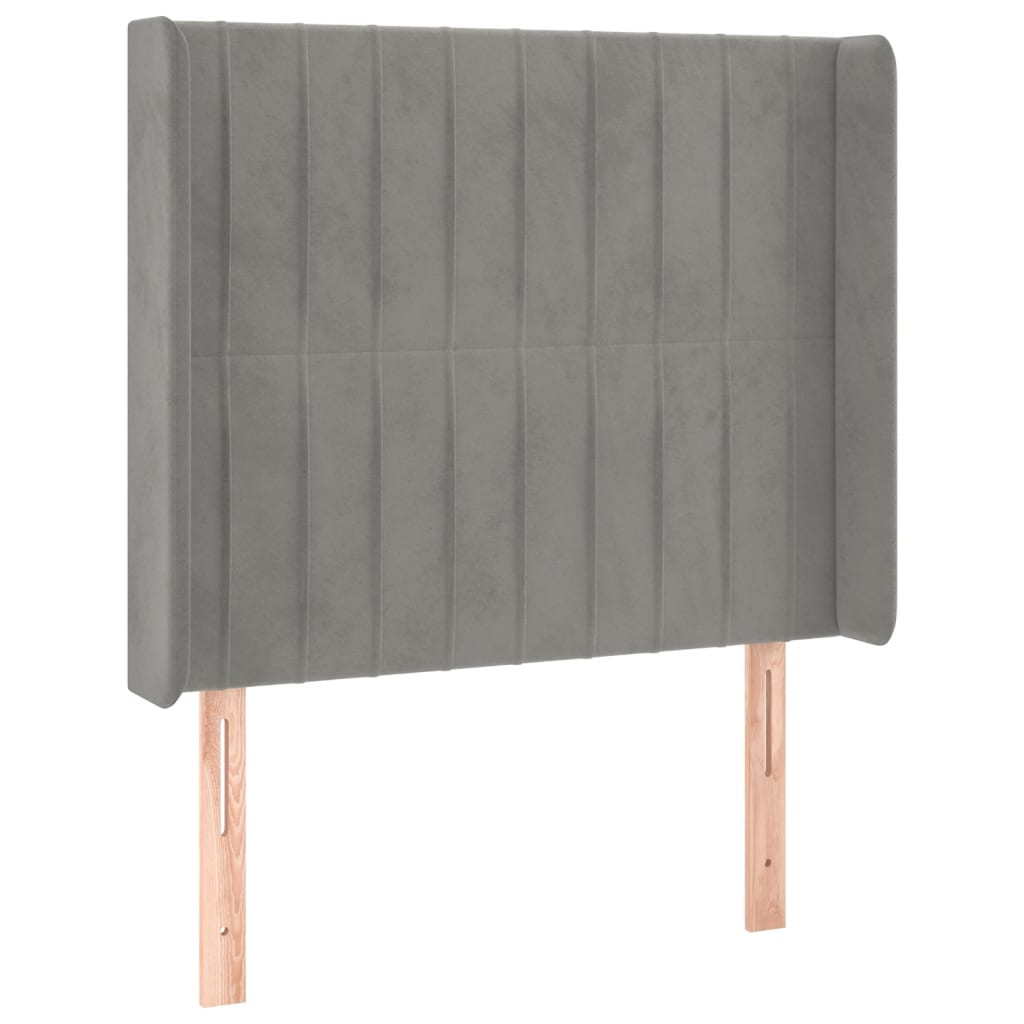 Krevet box spring s madracem LED svjetlosivi 90x190 cm baršun