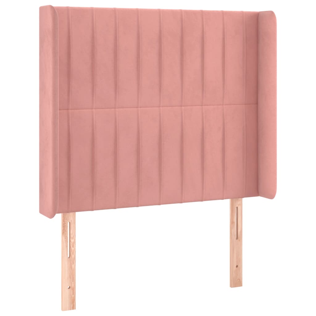 Krevet box spring s madracem LED ružičasti 90x200 cm baršunasti