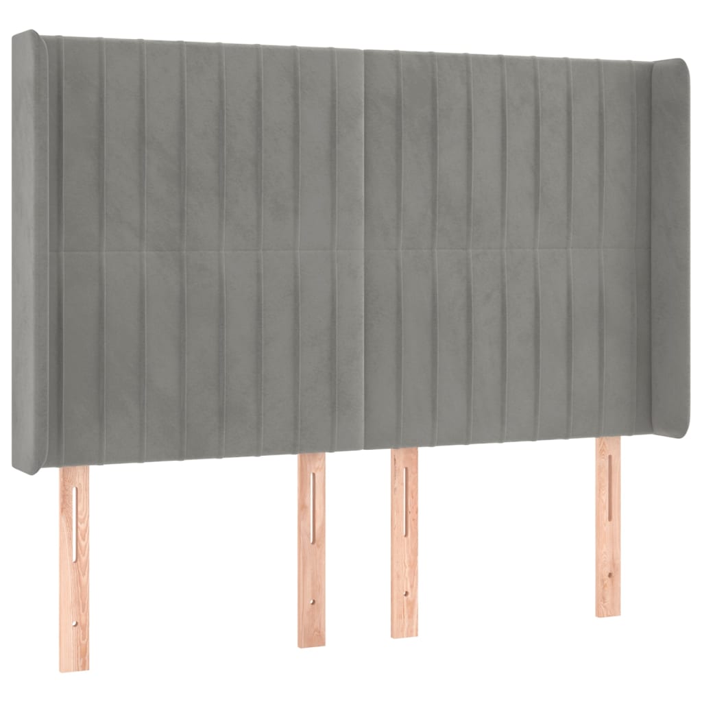 Krevet box spring s madracem LED svjetlosivi 140x200 cm baršun