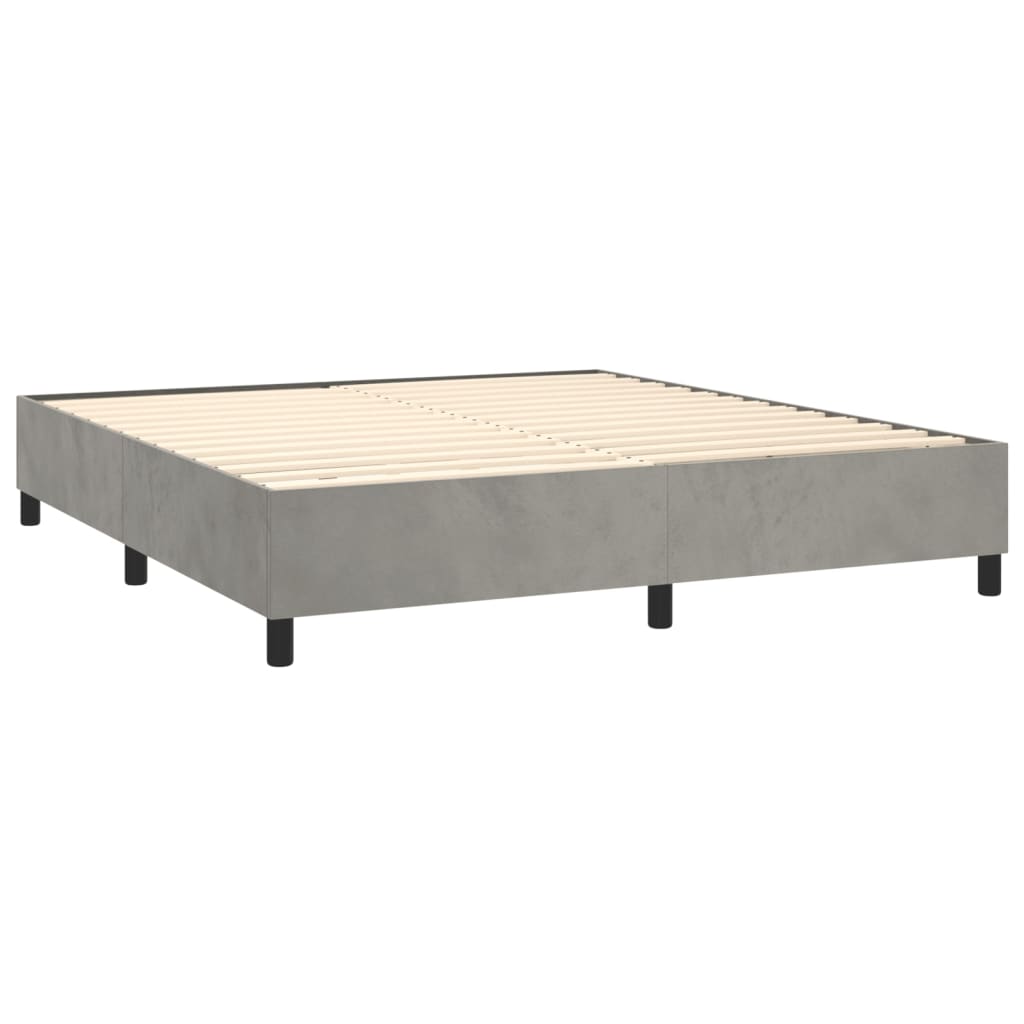 Krevet box spring s madracem LED svjetlosivi 160x200 cm baršun