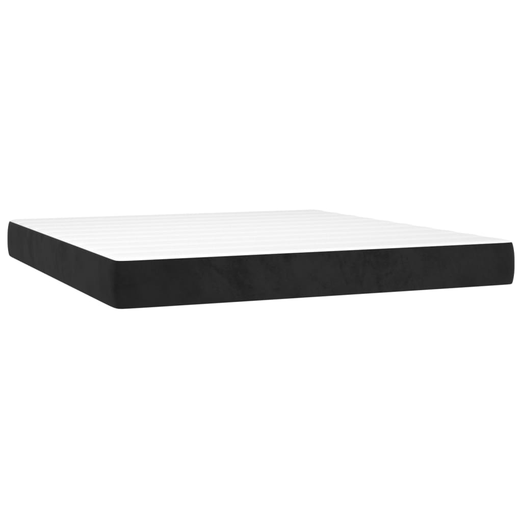 Krevet box spring s madracem LED crni 160x200 cm baršun