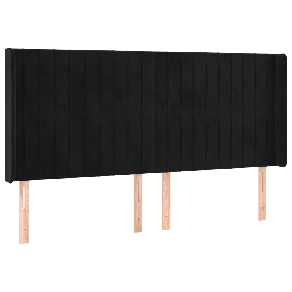 Krevet box spring s madracem LED crni 160x200 cm baršun