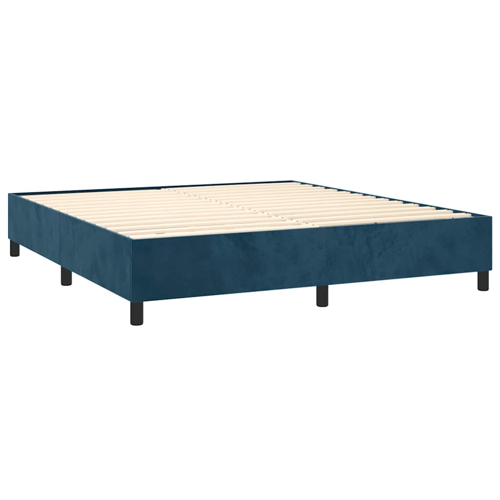 Krevet box spring s madracem LED tamnoplavi 160x200 cm baršun