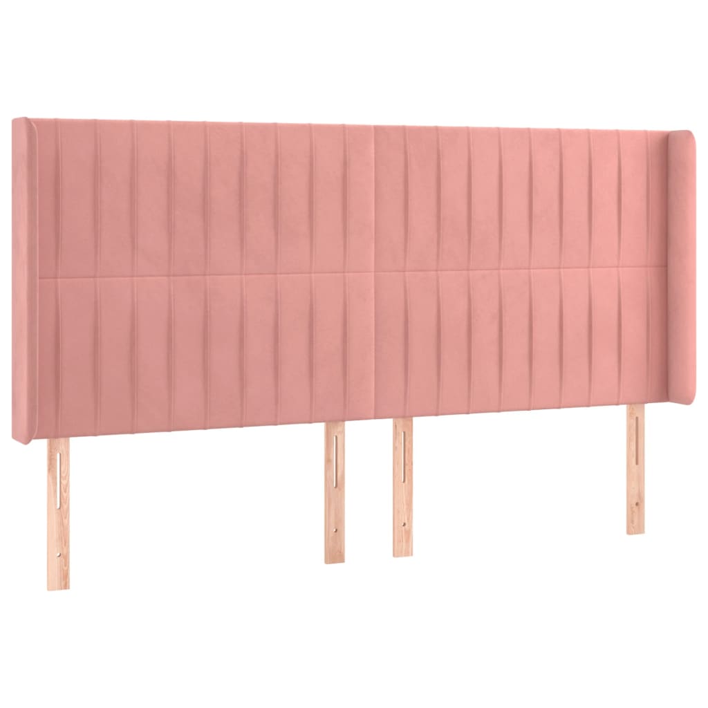 Krevet box spring s madracem LED ružičasti 180x200cm baršunasti