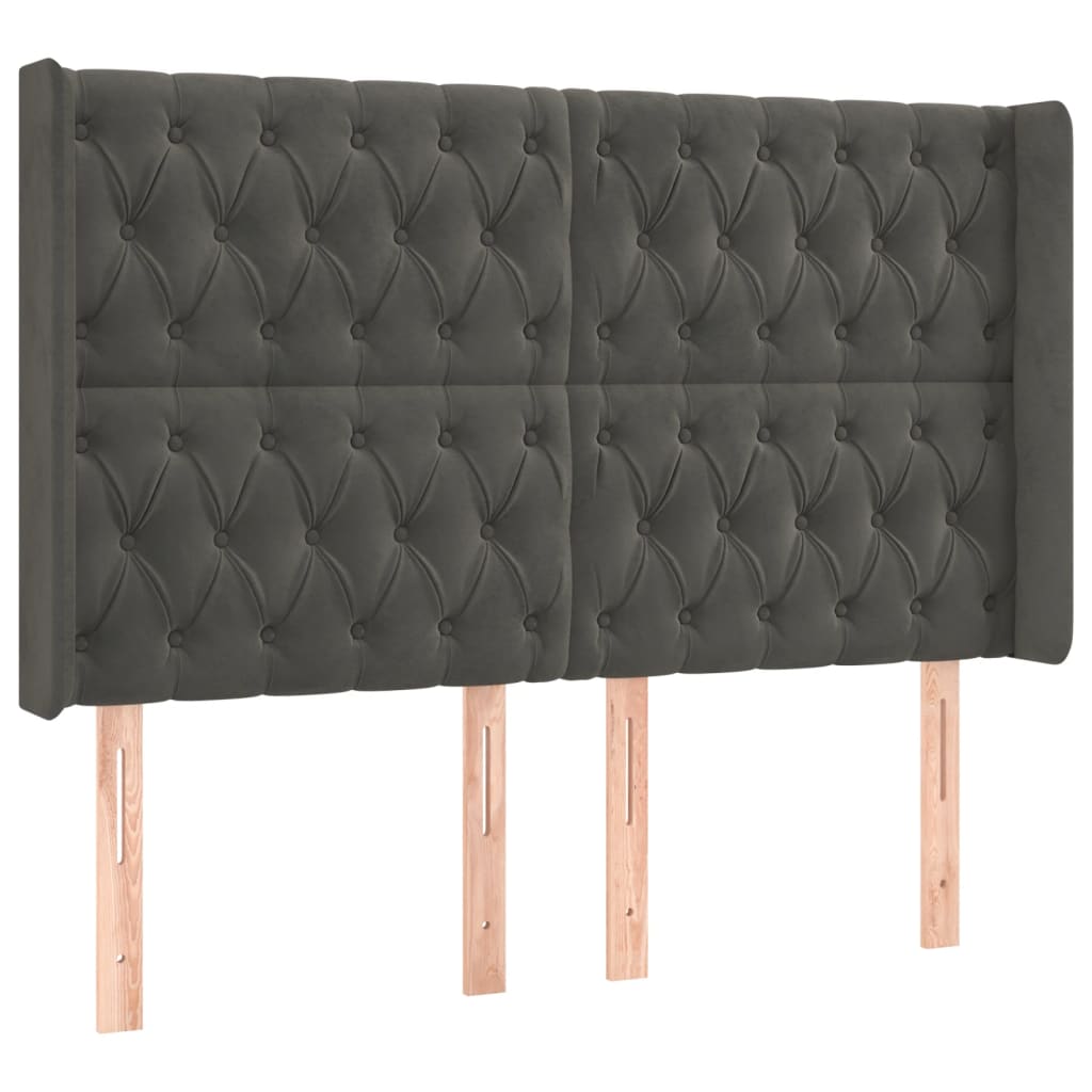 Krevet box spring s madracem LED tamnosivi 140x190 cm baršun