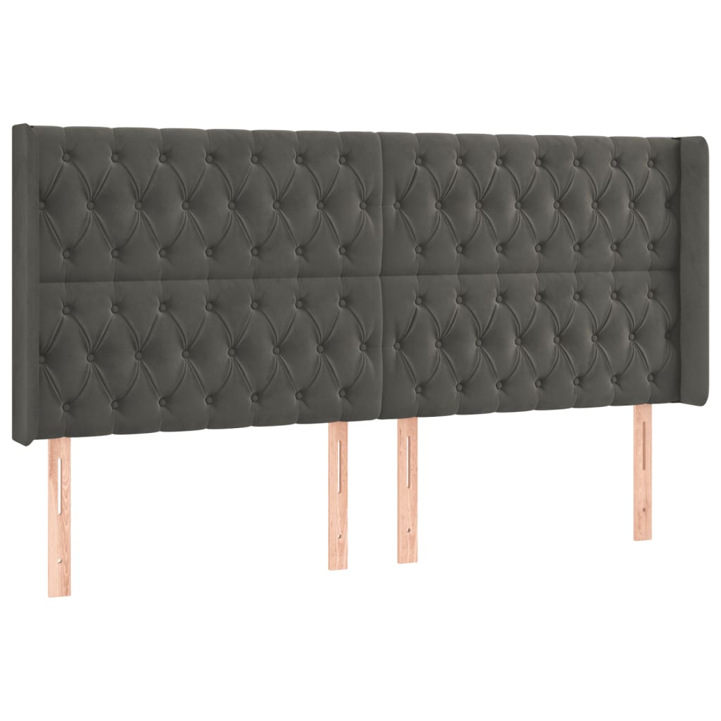 Krevet box spring s madracem LED tamnosivi 200x200 cm baršun