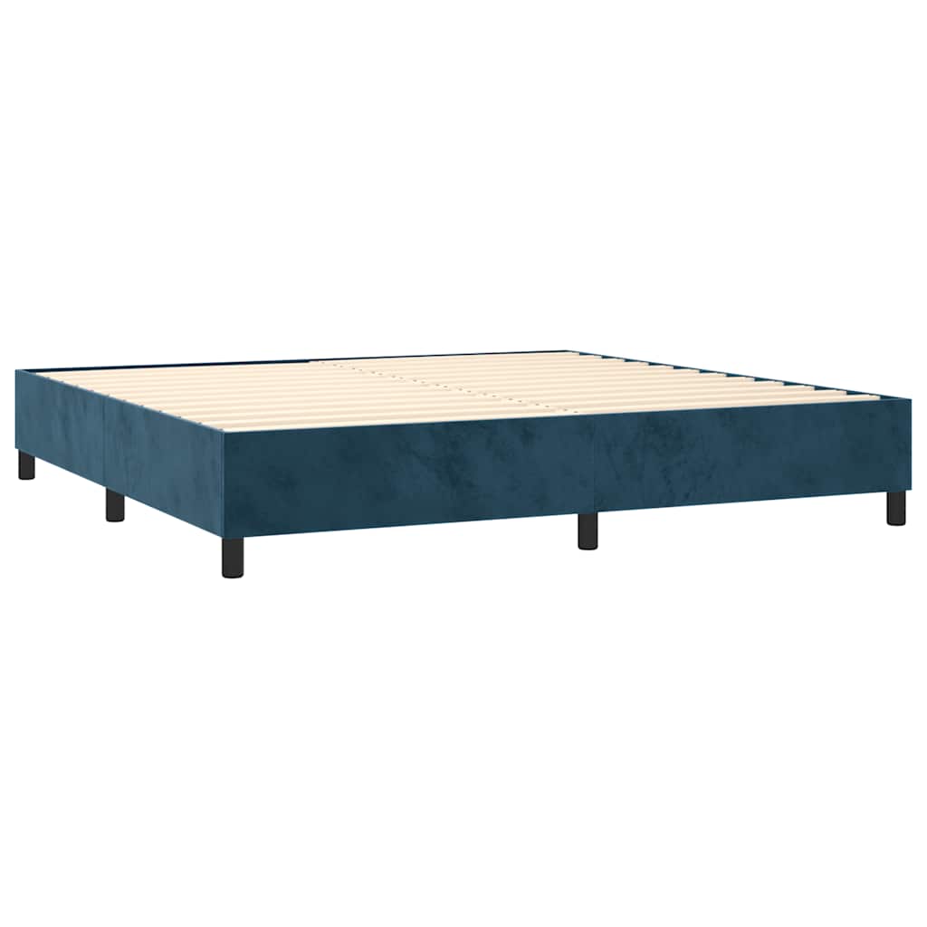 Krevet box spring s madracem LED tamnoplavi 200x200 cm baršun