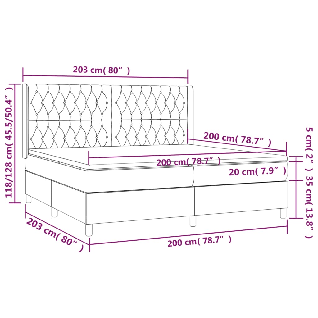 Krevet box spring s madracem LED ružičasti 200x200cm baršunasti