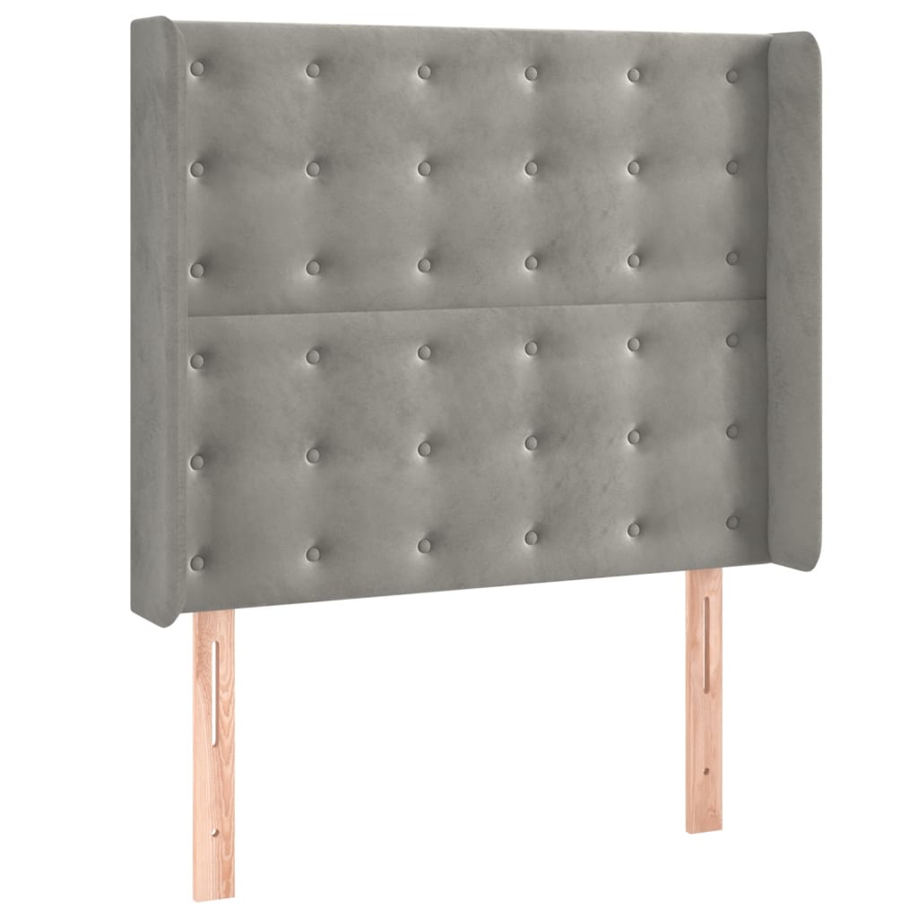 Krevet box spring s madracem LED svjetlosivi 90x190 cm baršun