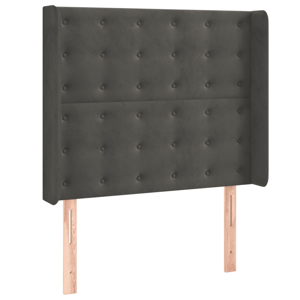 Krevet box spring s madracem LED tamnosivi 90x190 cm baršun