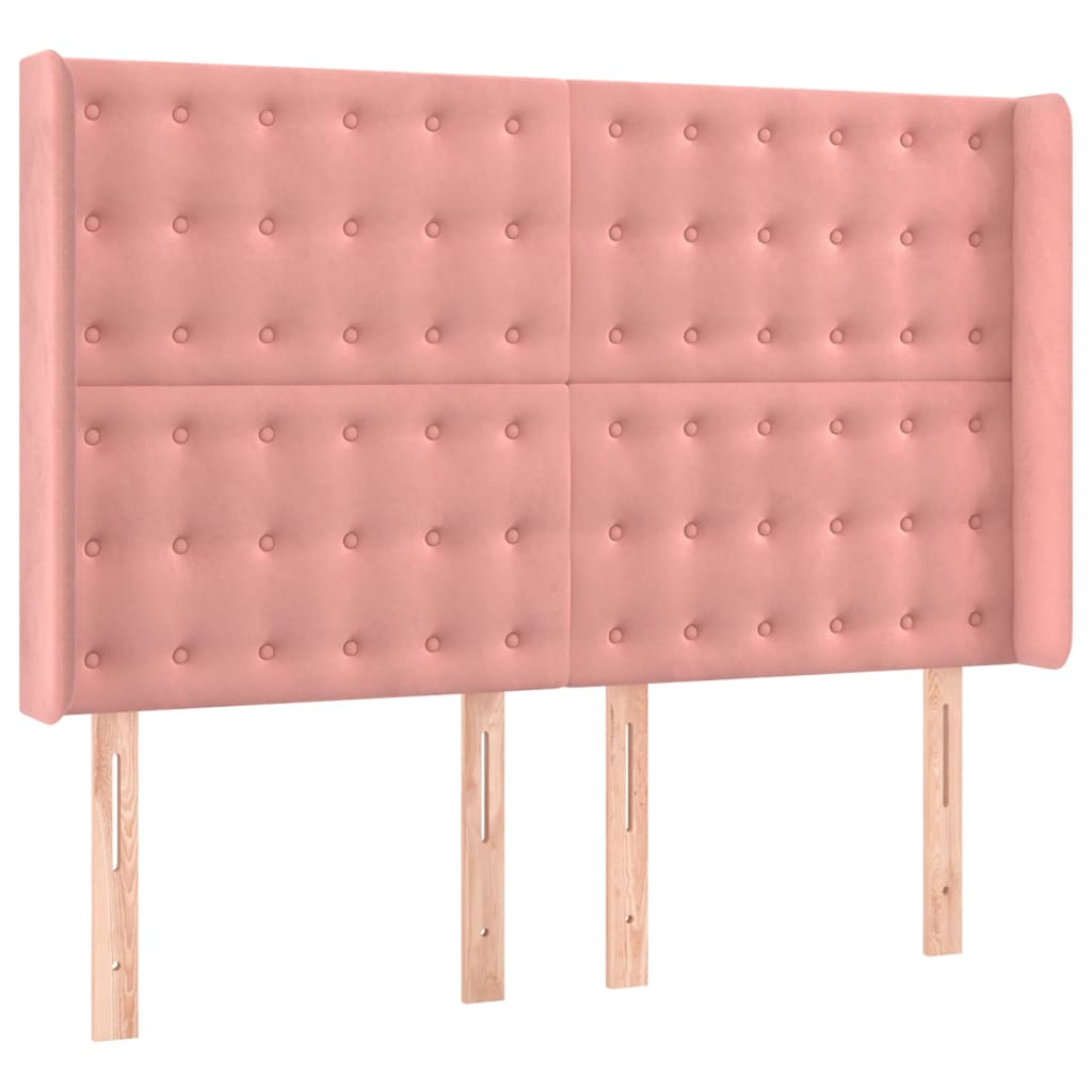 Krevet box spring s madracem LED ružičasti 140x190cm baršunasti