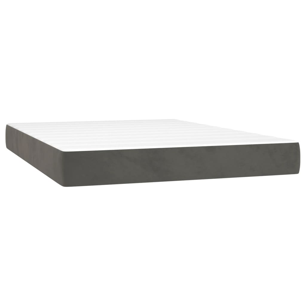 Krevet box spring s madracem LED tamnosivi 140x200 cm baršun