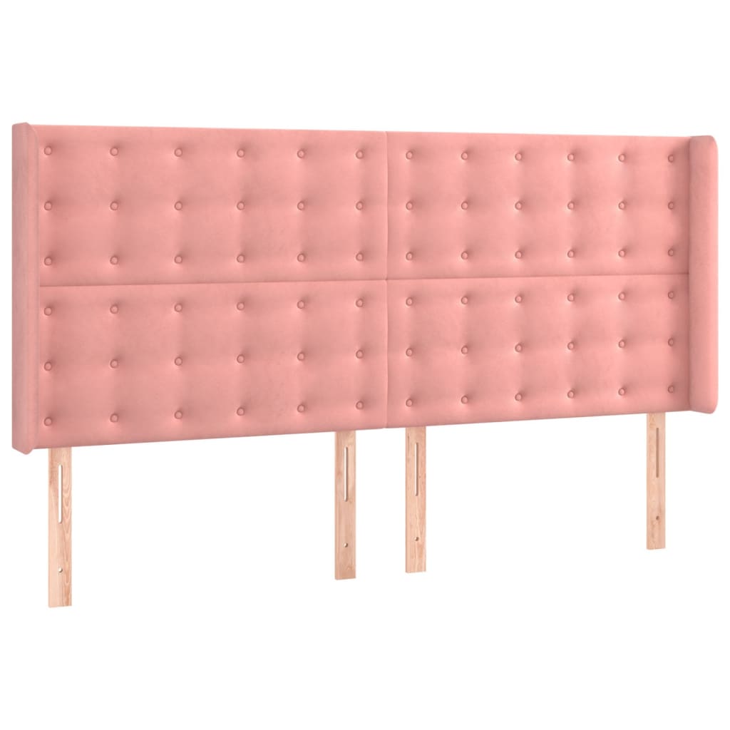 Krevet box spring s madracem LED ružičasti 160x200cm baršunasti