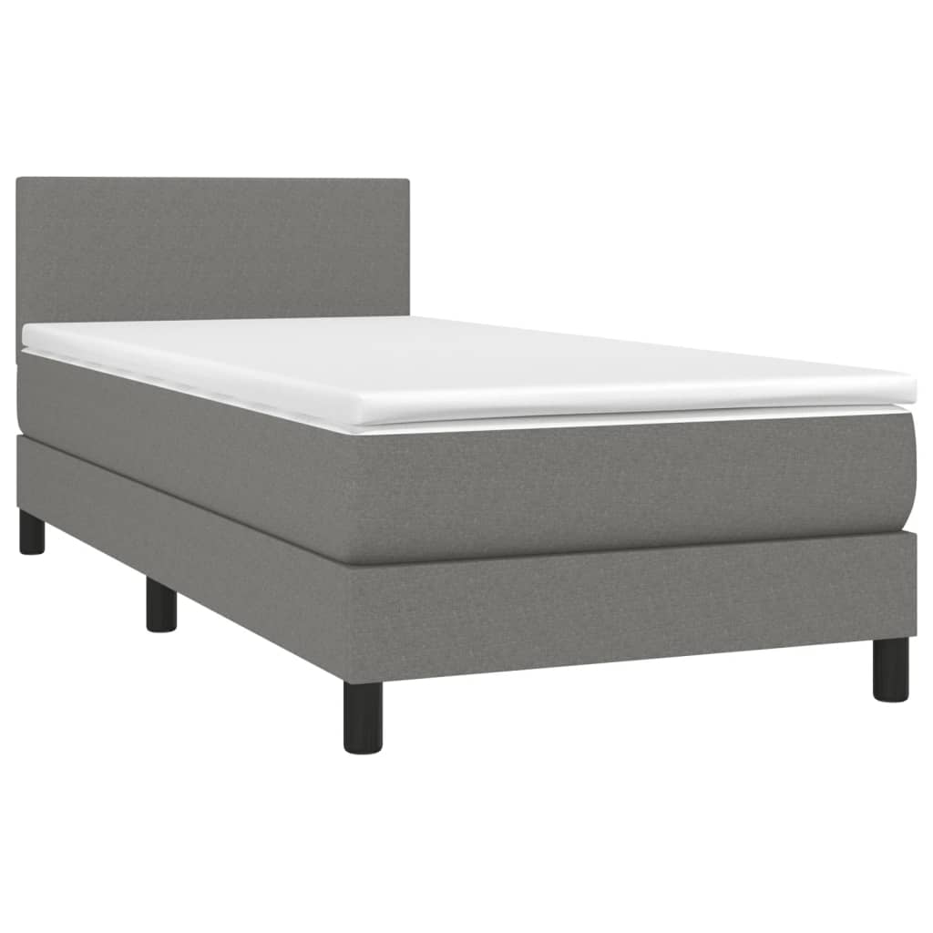 Krevet box spring s madracem LED tamnosivi 80 x 200 cm tkanina
