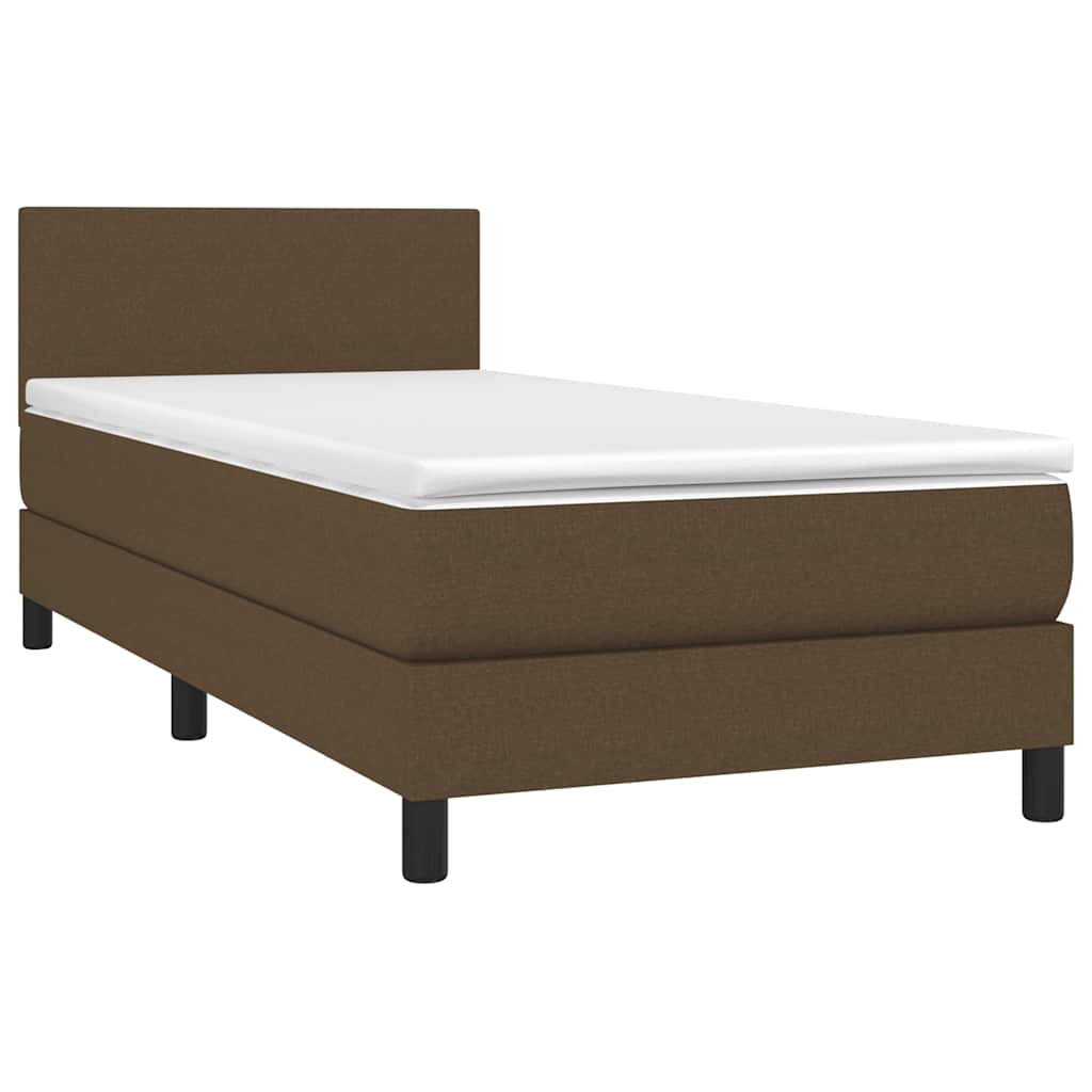 Krevet box spring s madracem LED tamnosmeđi 80 x 200 cm tkanina