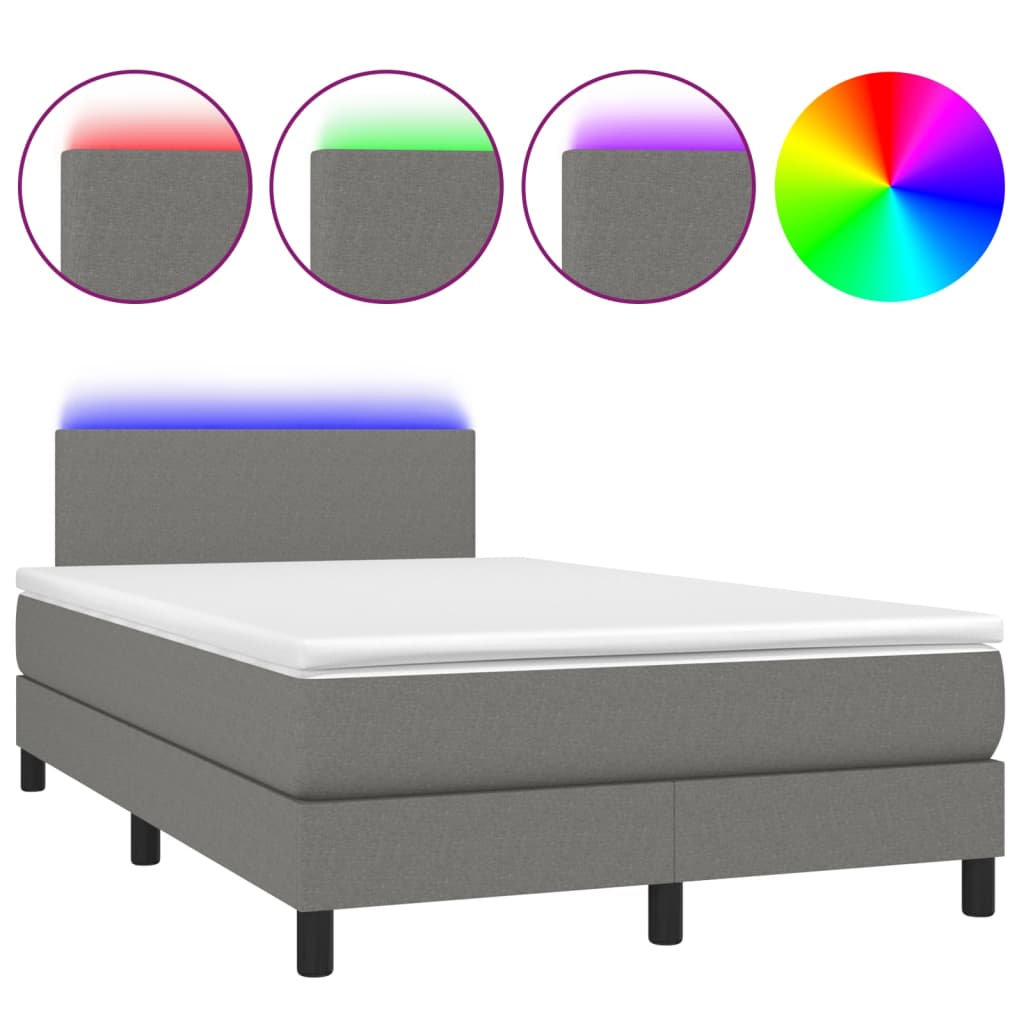 Krevet box spring s madracem LED tamnosivi 120 x 200 cm tkanina